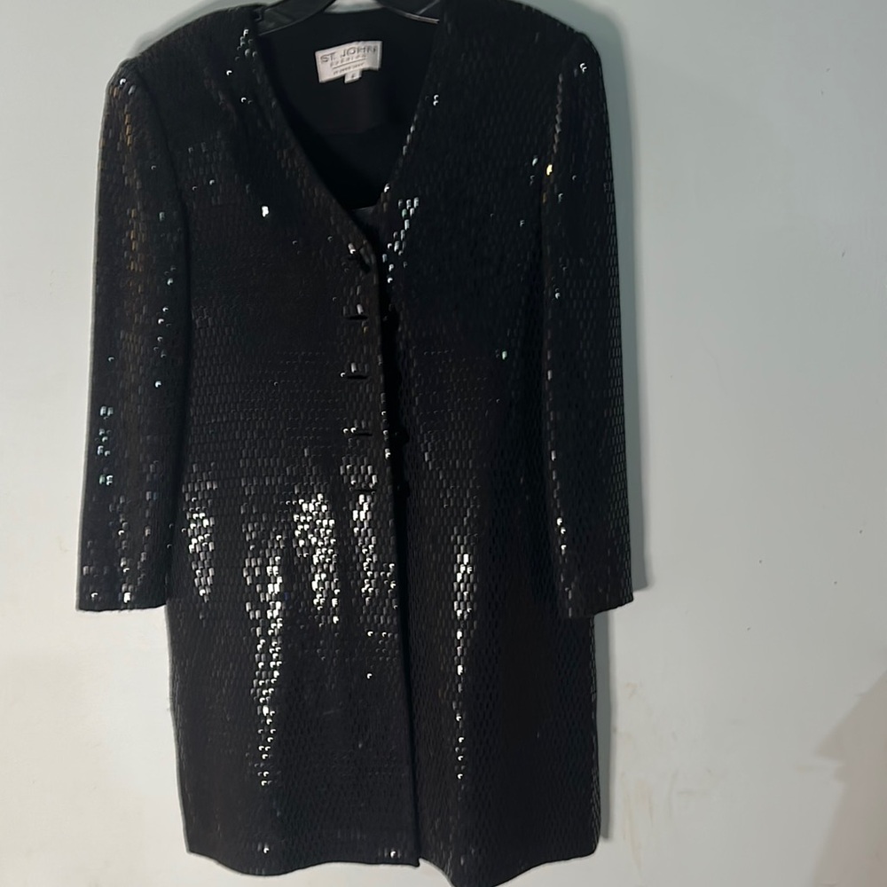 Saint John Evening Sparkling Suit with long Jacket And short Skirt   Size 4